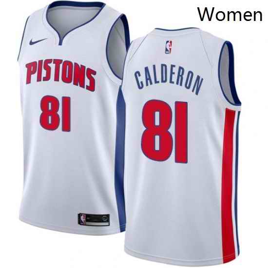 Womens Nike Detroit Pistons 81 Jose Calderon Swingman White NBA Jersey Association Edition